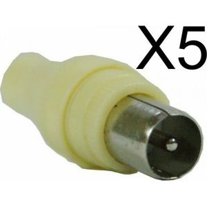 POWERTECH adapter για TV PAL 9.5mm CAB-V011, λευκό, 5τμχ