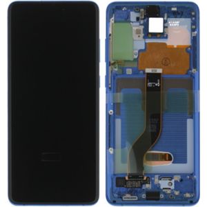 Γνήσια Οθόνη LCD και Μηχανισμός Αφής Με Πλαίσιο για Samsung Galaxy S20 Plus 4G / 5G G985 / G986 GH82-22134H Aura Blue