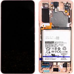 Γνήσια Οθόνη LCD και Μηχανισμός Αφής με Πλαίσιο και Μπαταρία για Samsung Galaxy S21 5G G991B GH82-24716B Phantom Violet